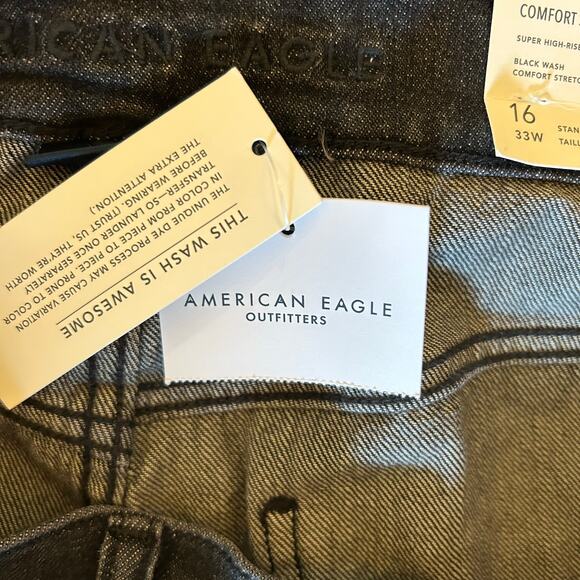 American Eagle Super High Rise Baggy Straight Cargo Jeans Size 16 Grunge Skater - Picture 6 of 6